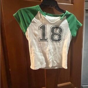 Green & White Raglan Number Tee
